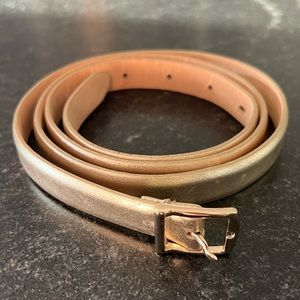 Gold J. Crew Italian Leather Belt with Gold Hardware Metallic Size M
